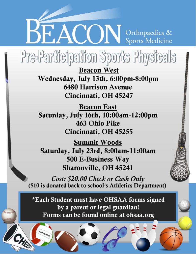 high school sports physicals 2016 beacon orthopaedics sports athletic physical flyers