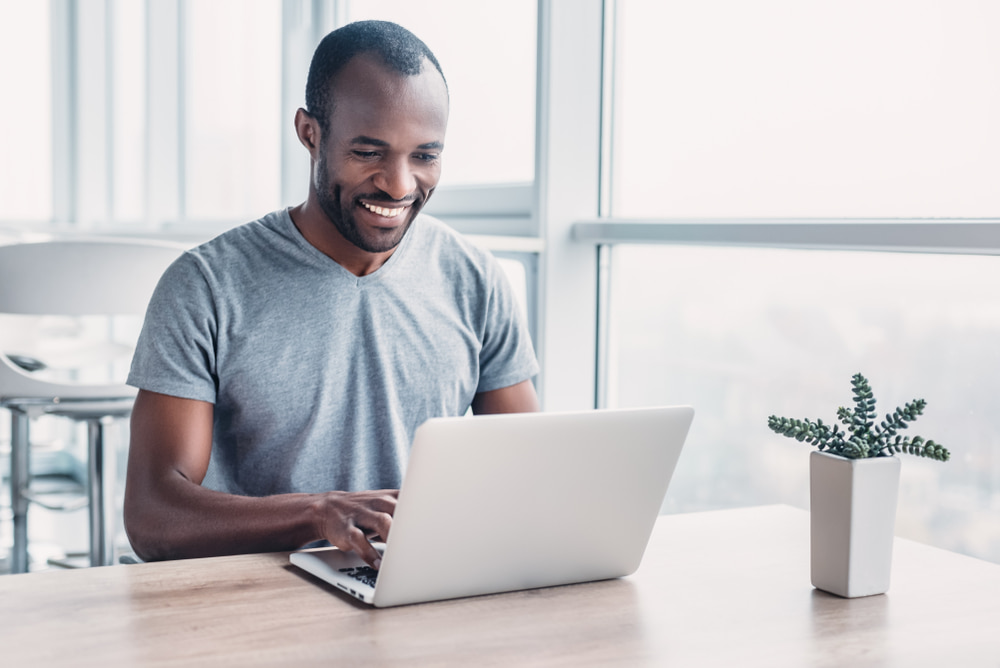 man using laptop