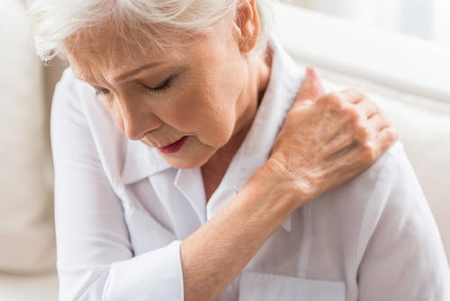 Senior woman with shoulder arthritis